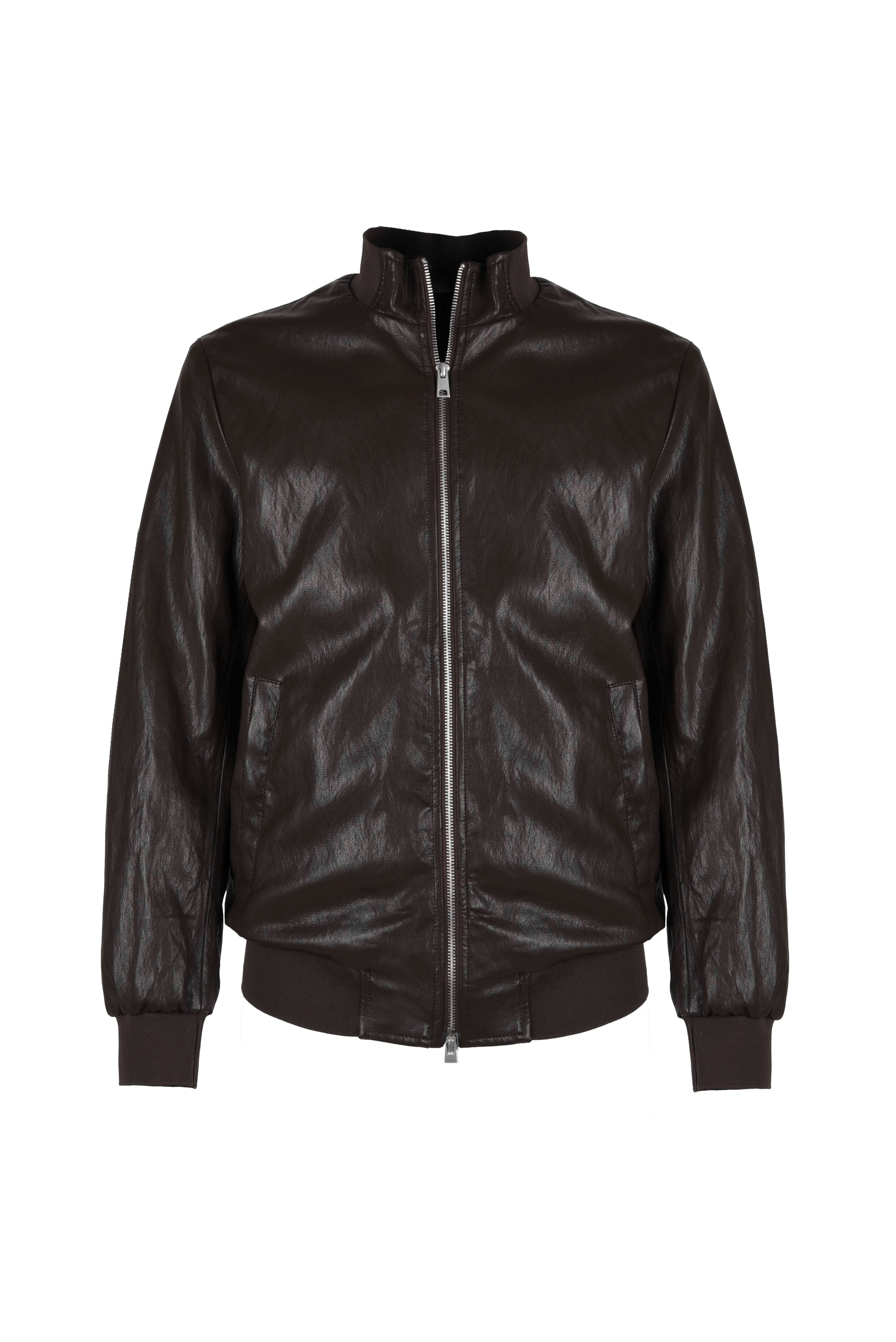BOMBER IN SIMILPELLE CON COLLO A PISTAGNA