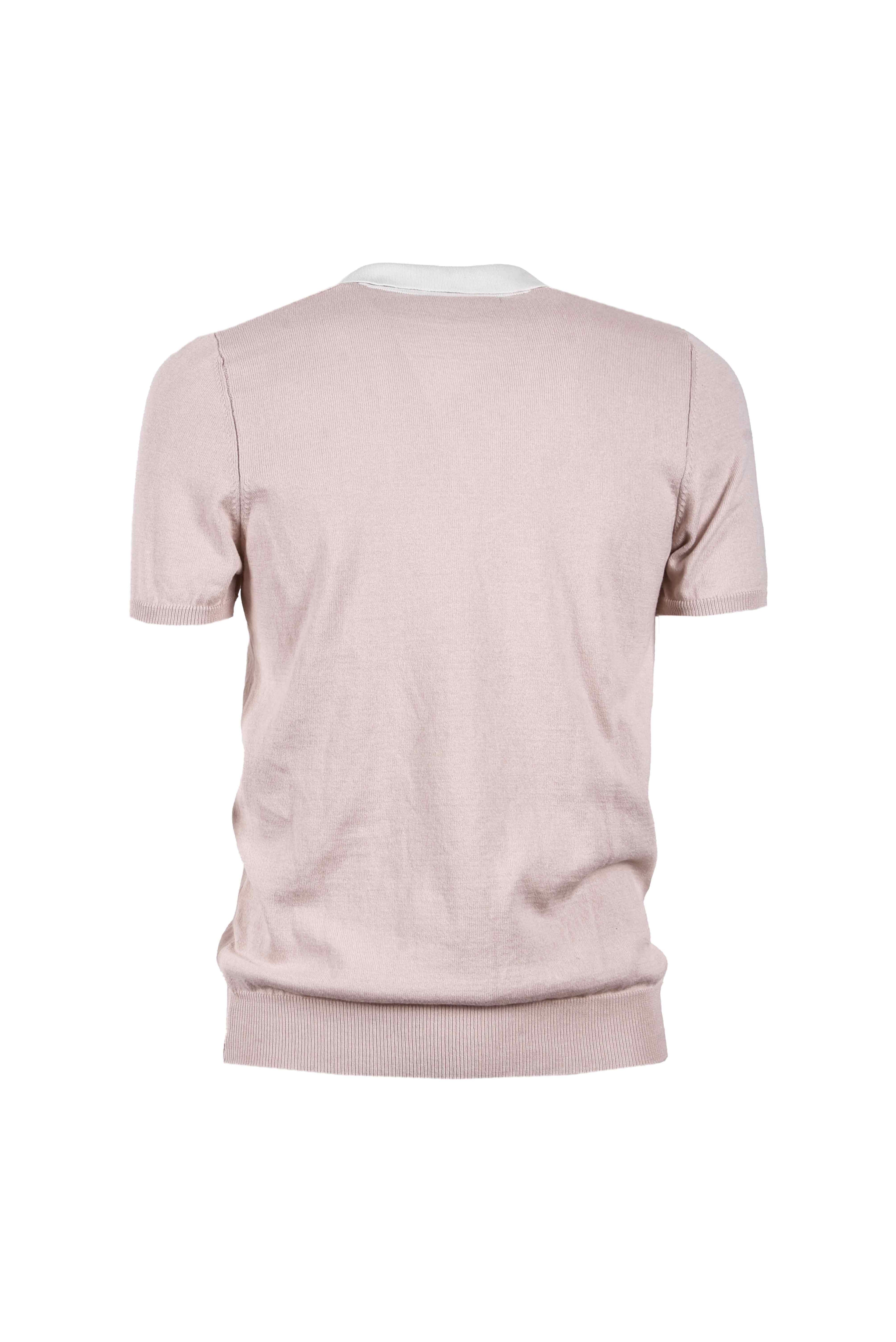 MAGLIA MISTO LINO TEXTURIZZATA, COLLOTTO CONTRASTO
