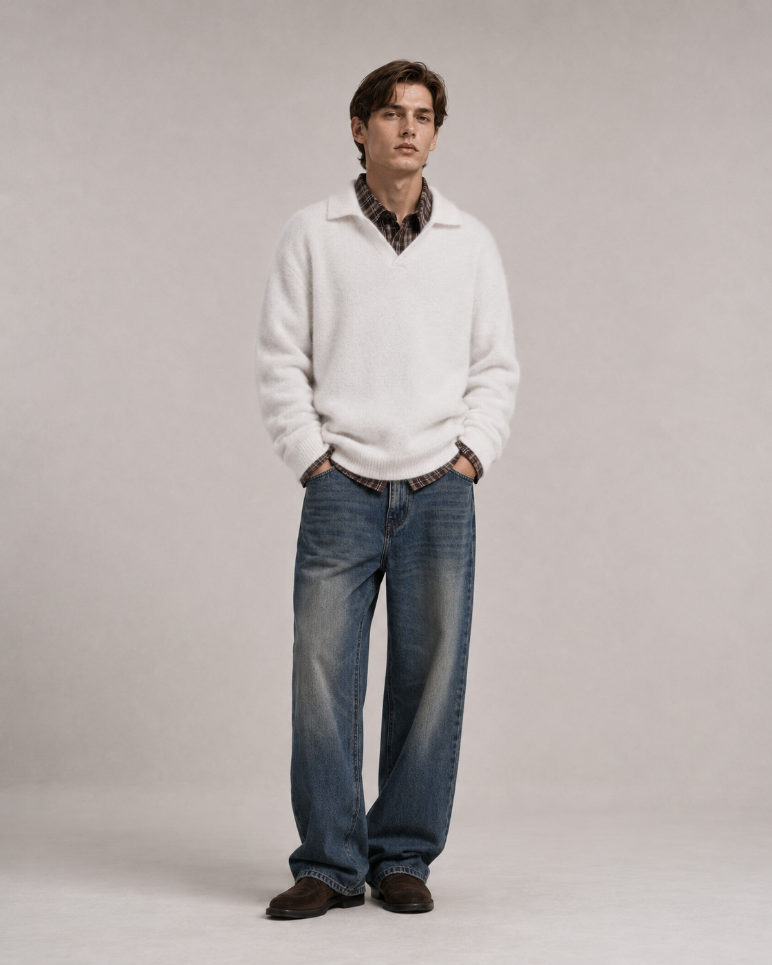 MAGLIONE DI BOUCLE' MORBIDO CON SCOLLO A V