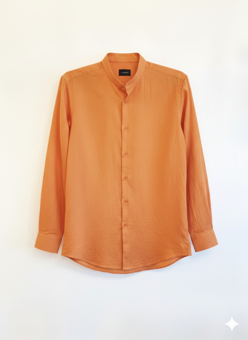 CAMICIA LINO COTONE COLLO COREANO