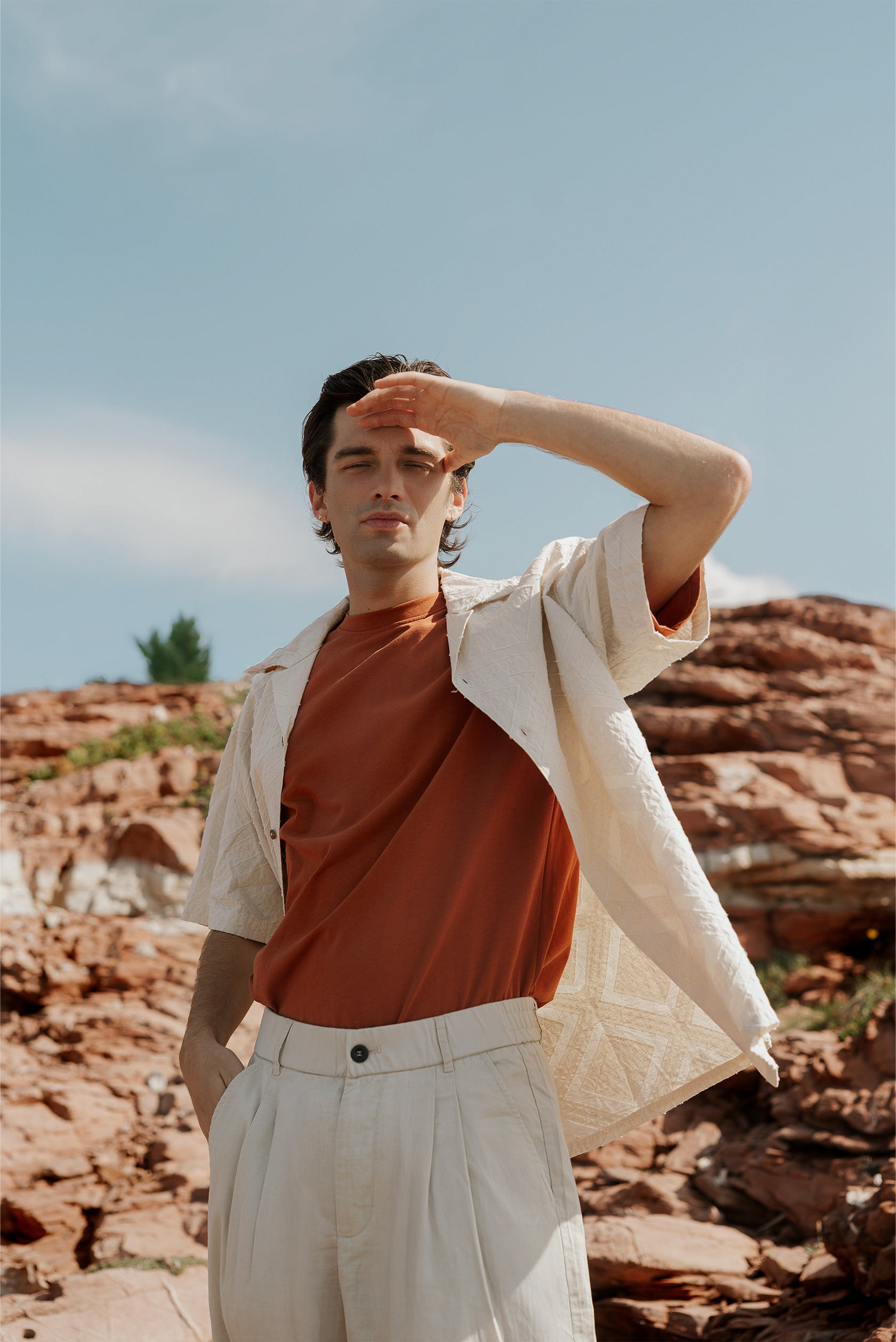 CAMICIA COLLO BOWLING IN TESSUTO TEXTURE