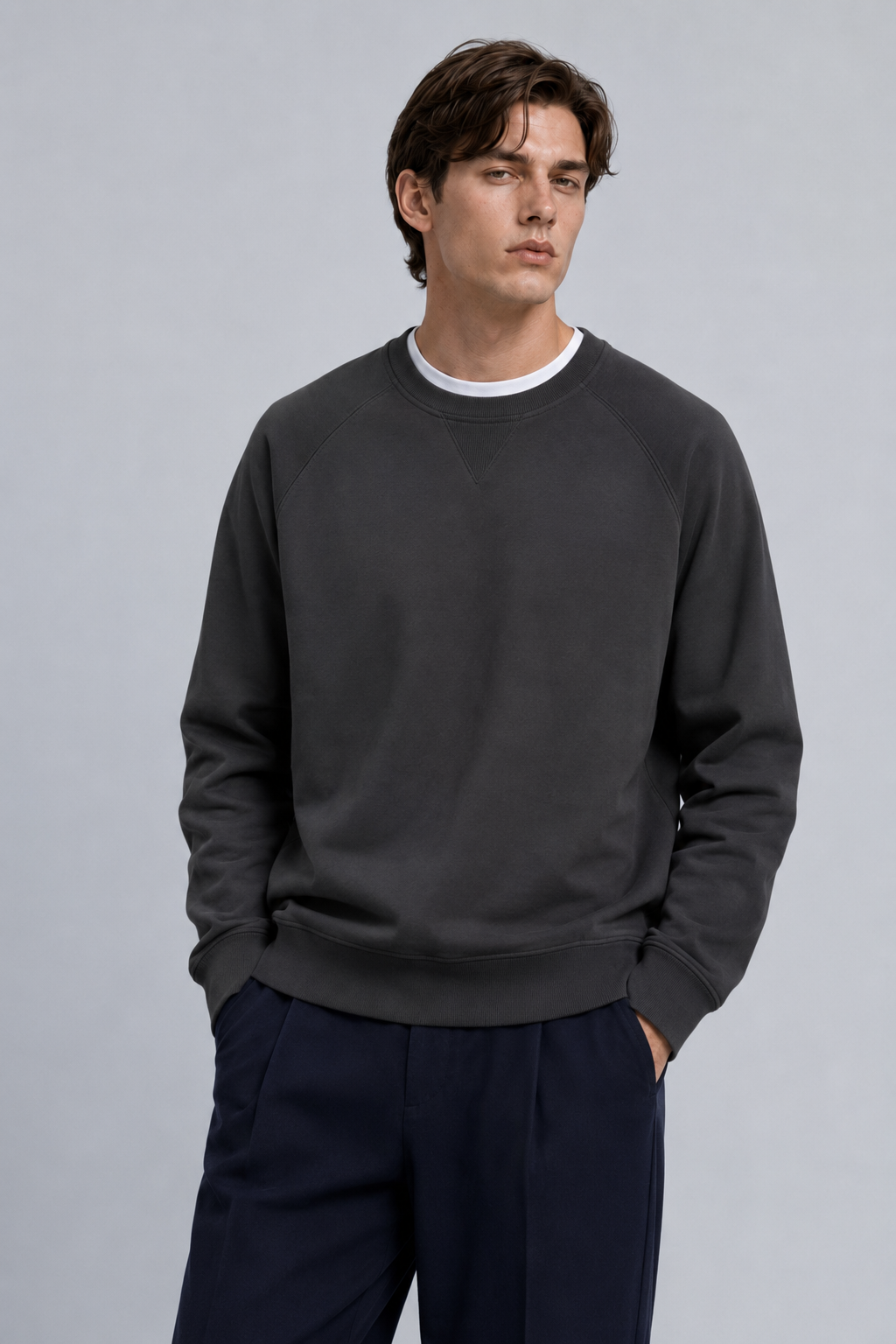 FELPA GIROCOLLO CON MANICHE RAGLAN