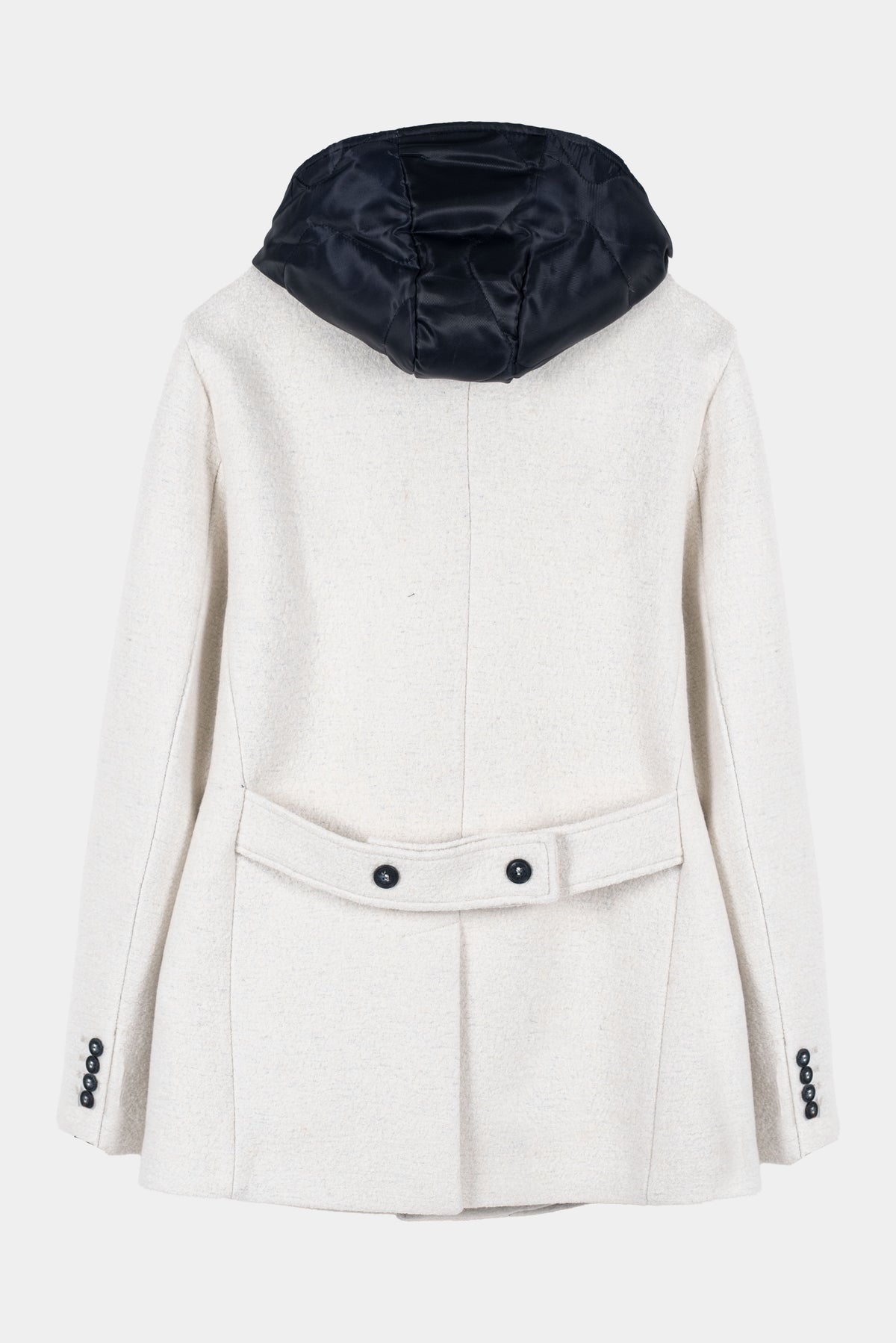 CAPPOTTO LANA STILE PEACOAT CON CAPPUCCIO INTERNO