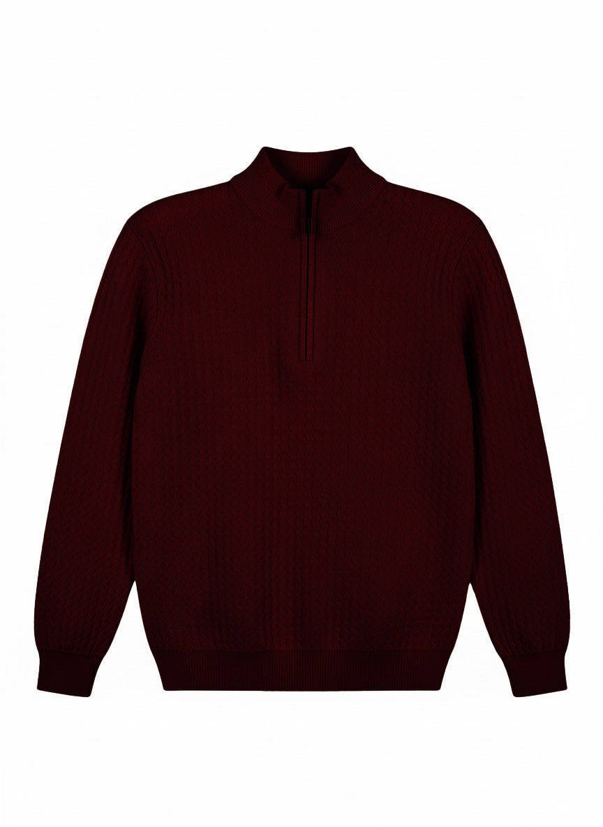 MAGLIA DI VISCOSA CON COLLO ALTO A ZIP