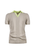 MAGLIA MISTO LINO TEXTURIZZATA, COLLOTTO CONTRASTO