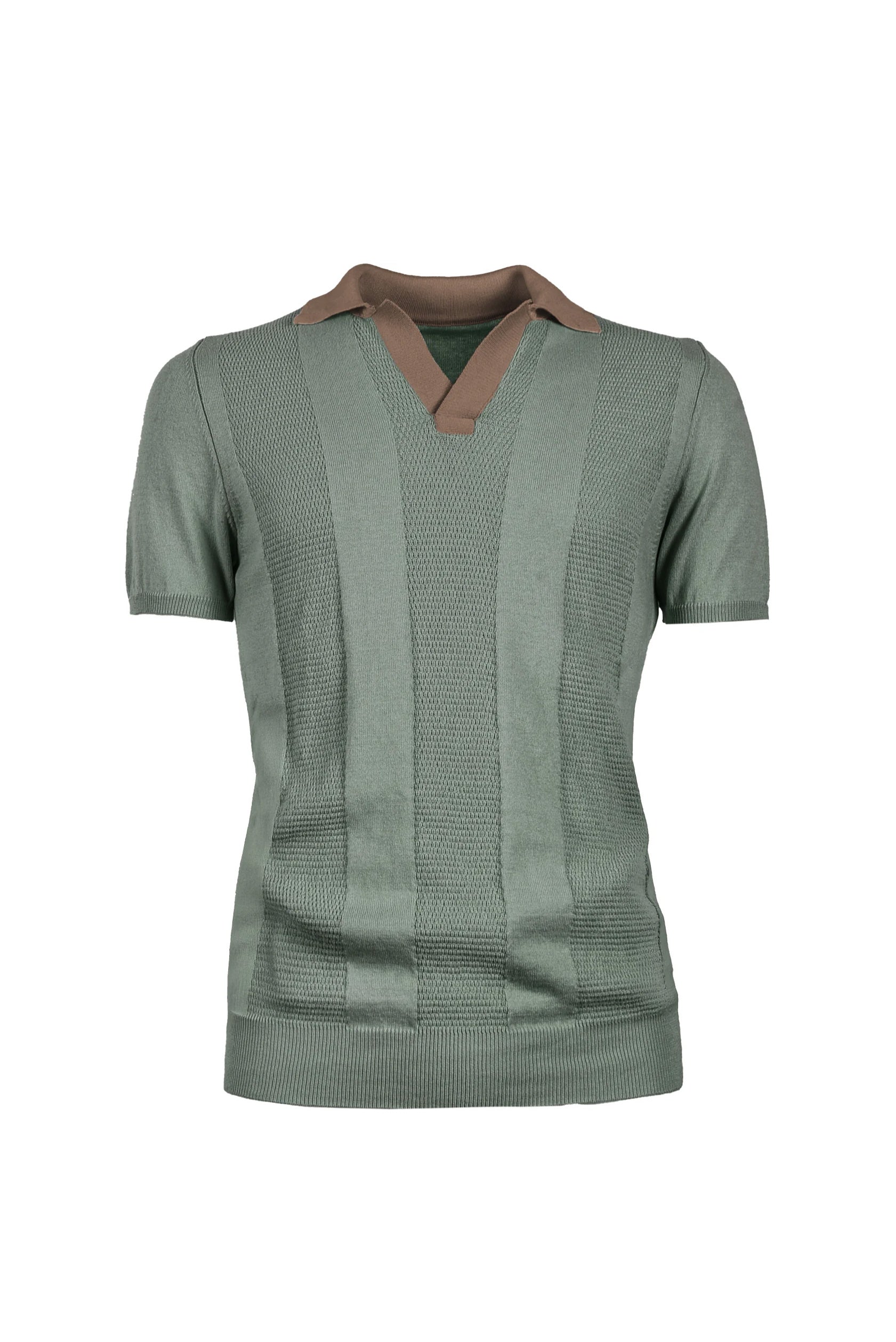 MAGLIA MISTO LINO TEXTURIZZATA, COLLOTTO CONTRASTO