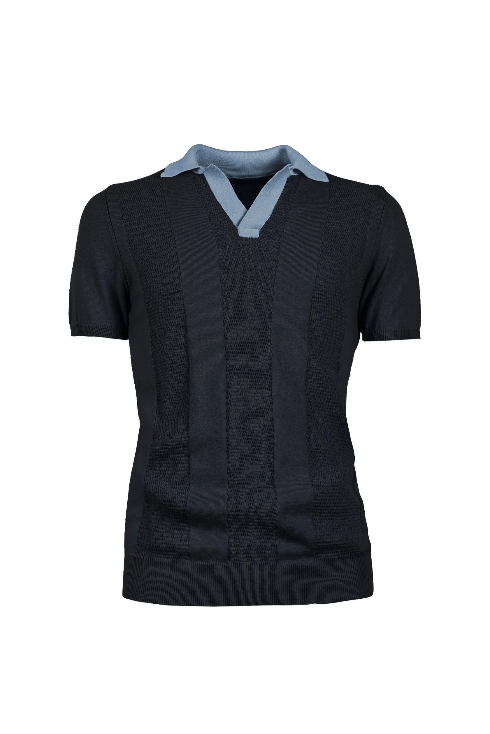 MAGLIA MISTO LINO TEXTURIZZATA, COLLOTTO CONTRASTO
