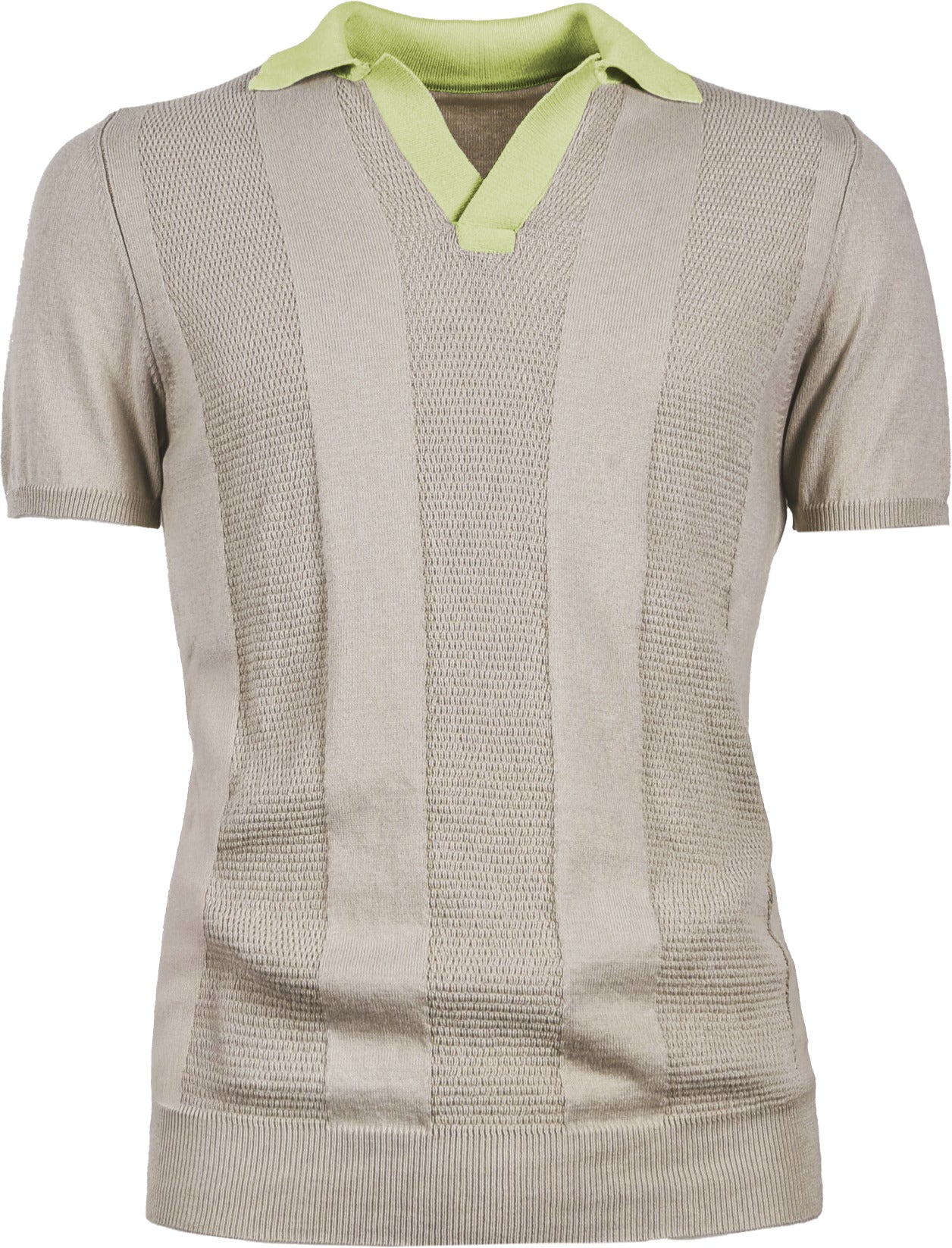 MAGLIA MISTO LINO TEXTURIZZATA, COLLOTTO CONTRASTO