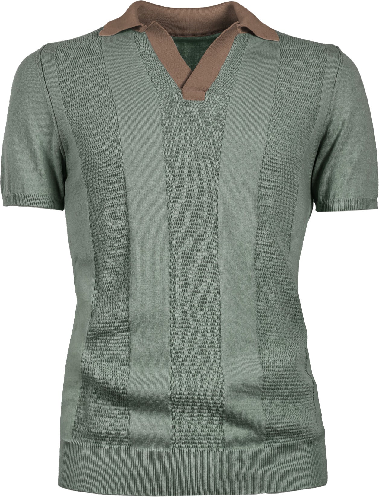 MAGLIA MISTO LINO TEXTURIZZATA, COLLOTTO CONTRASTO