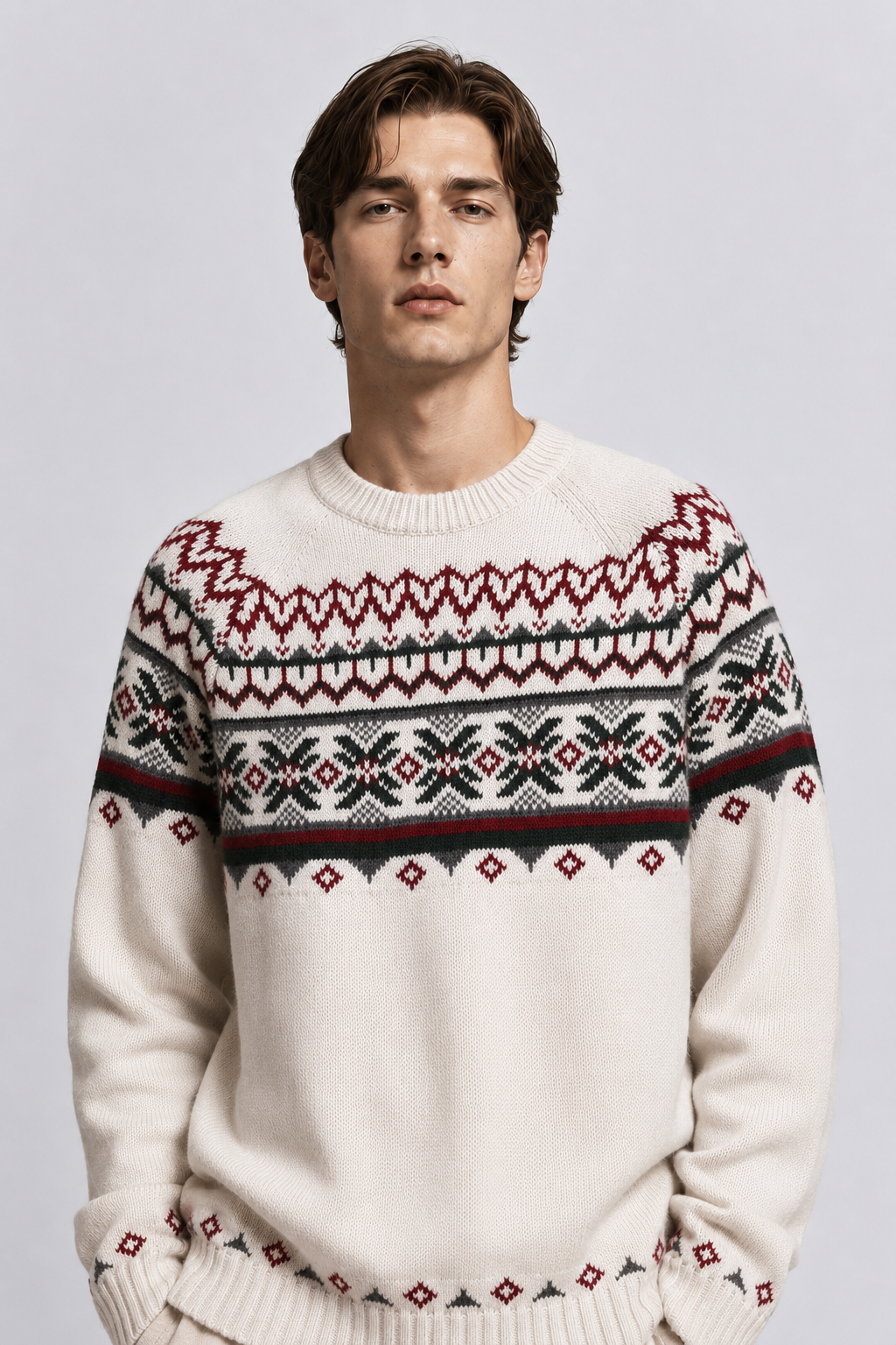 MAGLIONE DI LANA CON FANTASIA JACQUARD