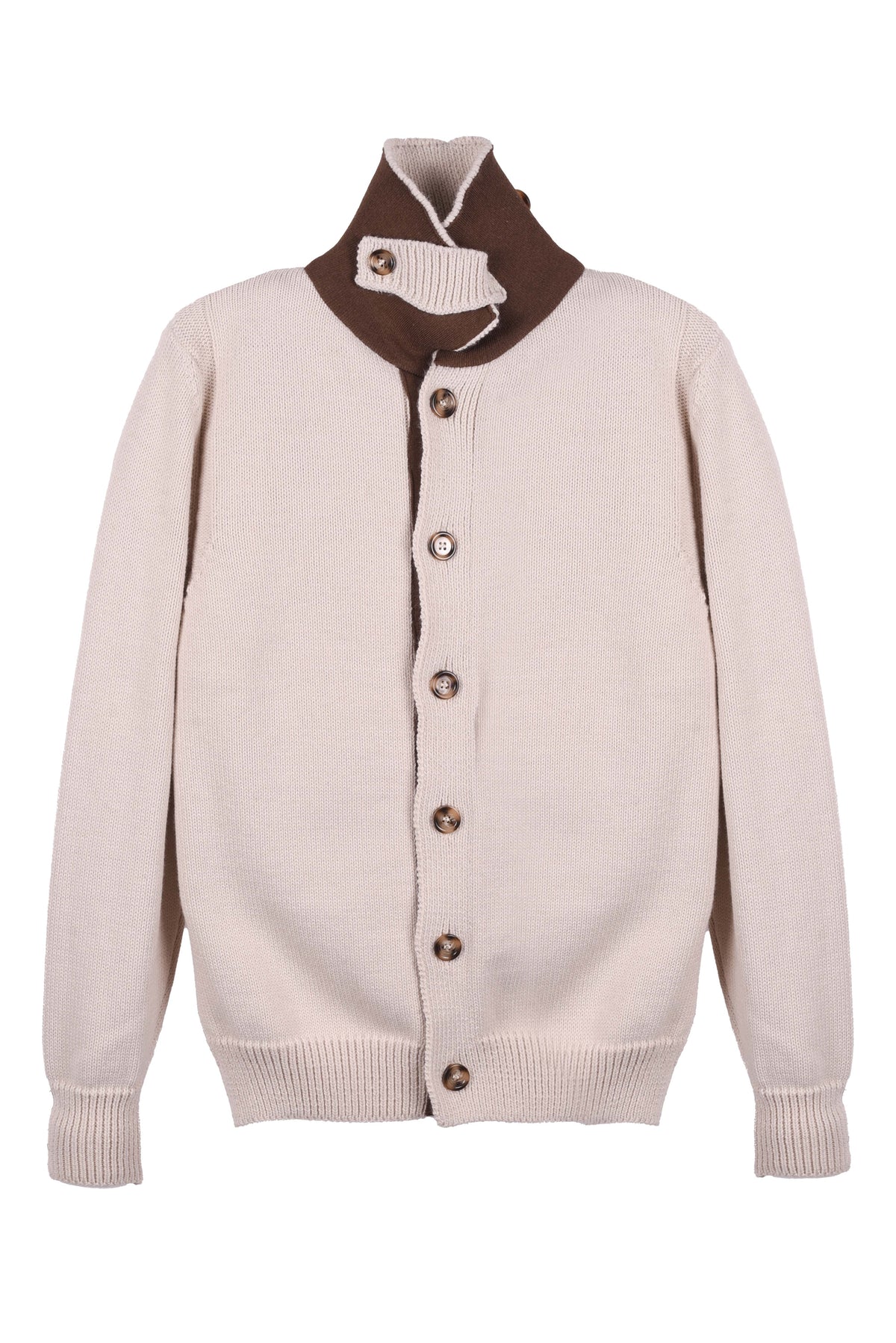 GIACCA-CARDIGAN CON COLLO ALTO DI LANA