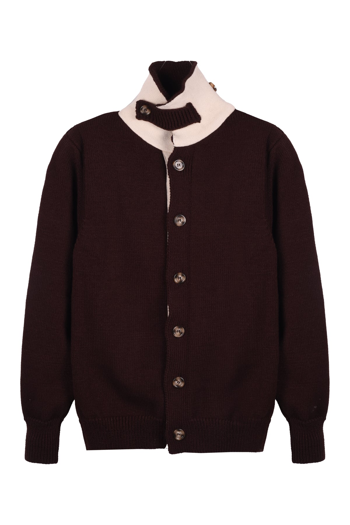 GIACCA-CARDIGAN CON COLLO ALTO DI LANA