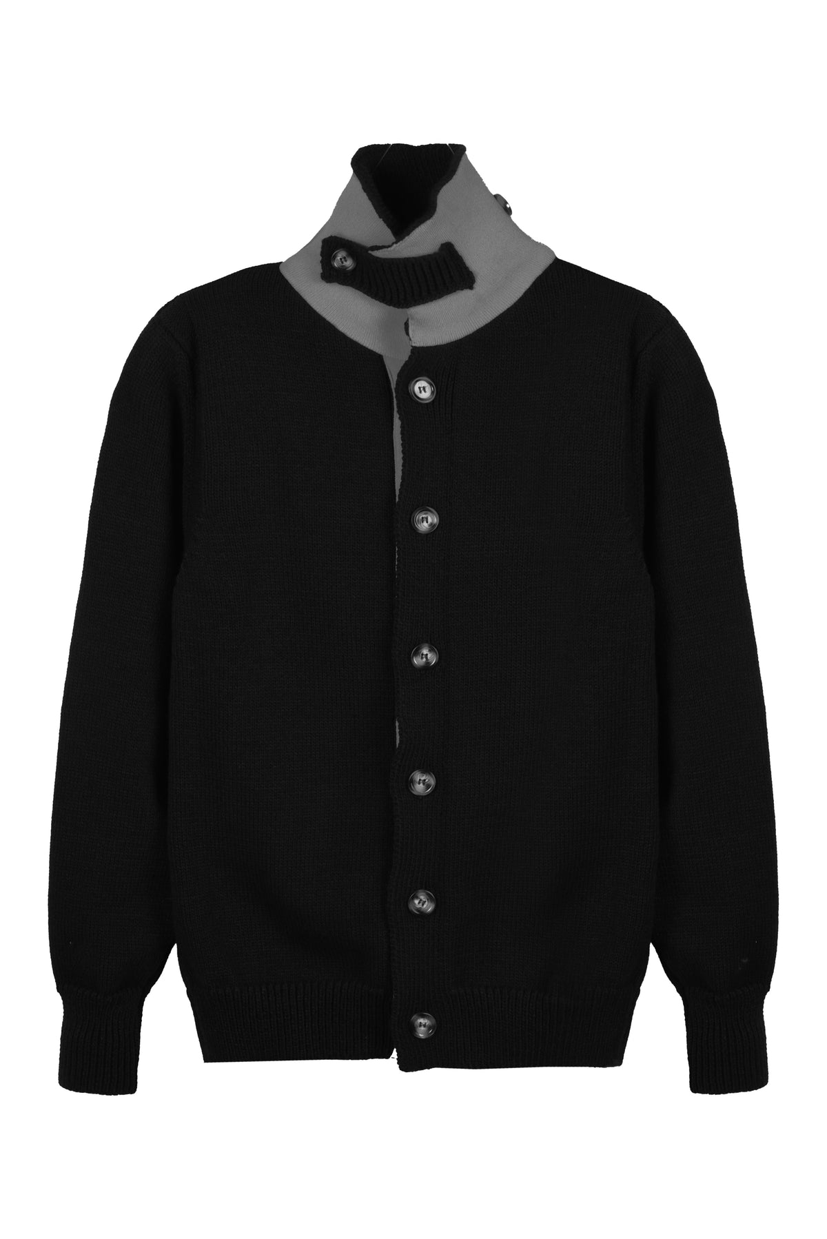 GIACCA-CARDIGAN CON COLLO ALTO DI LANA